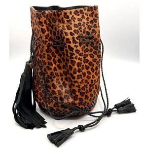 Wendy Nichol Leopard Pony Hair Leather Limited Edition Bullet Bag Backpack RARE